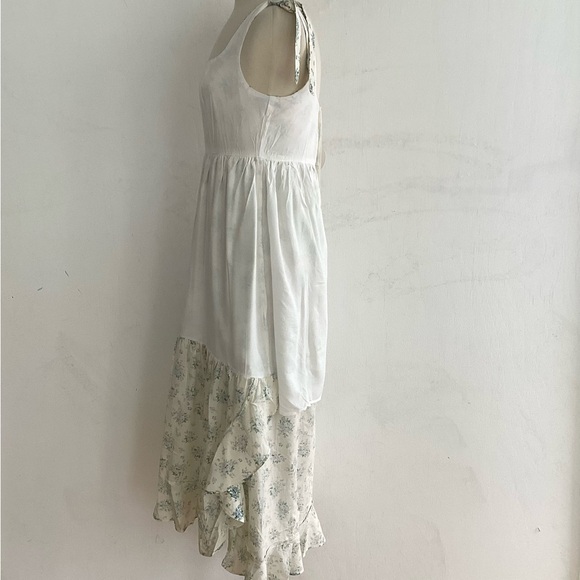 En Crème  Floral Print Corset Shoulder Tie Top Ruffled Skirt Maxi Dress Med NWT - Picture 13 of 16